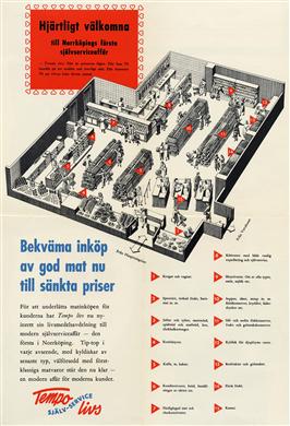 Reklambroschyr för nyöppnade Tempo livs i Norrköping, Hospitalsgatan 12-14.