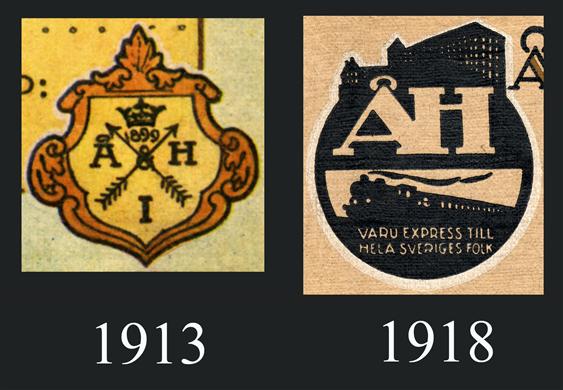 Åhlén & Holms logotyp vid två tillfällen.