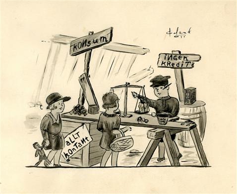 Teckning ur Konsumentbladet av Piland.