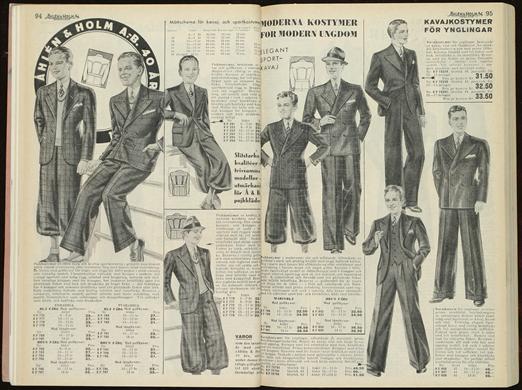 Postorderkatalog, gosskläder.