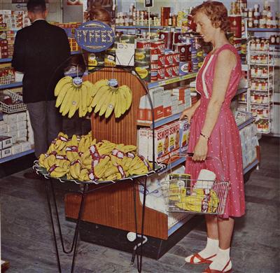 Fyffes bananer från AB Banankompaniet exponeras i butiken.